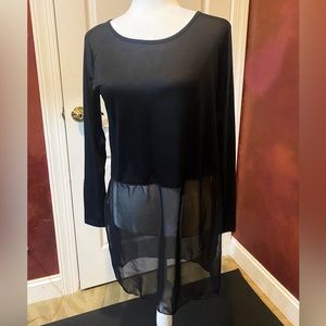 NWT O2 Long-Sleeve Top with Sheer Bottom in Black